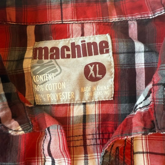 Machine Meds Red and Black Plaid Button Down Shirt Size xl B12 - Picture 2 of 8